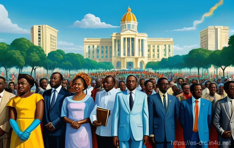 콩고 민주 공화국 헌법 구조 - **Prompt:** "A vibrant, optimistic illustration depicting the 'Constitution of 2006' as a beacon of ...