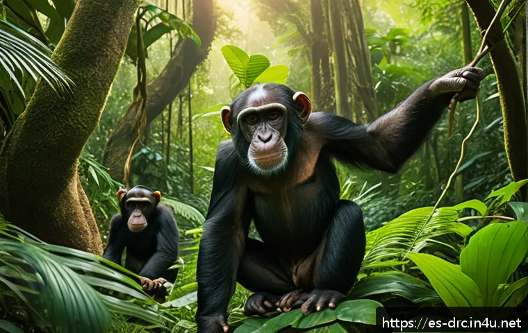 마이코 국립공원의 동물 생태 탐구 - A detailed, vibrant scene of the Maiko National Park dense tropical rainforest at dawn, featuring a ...